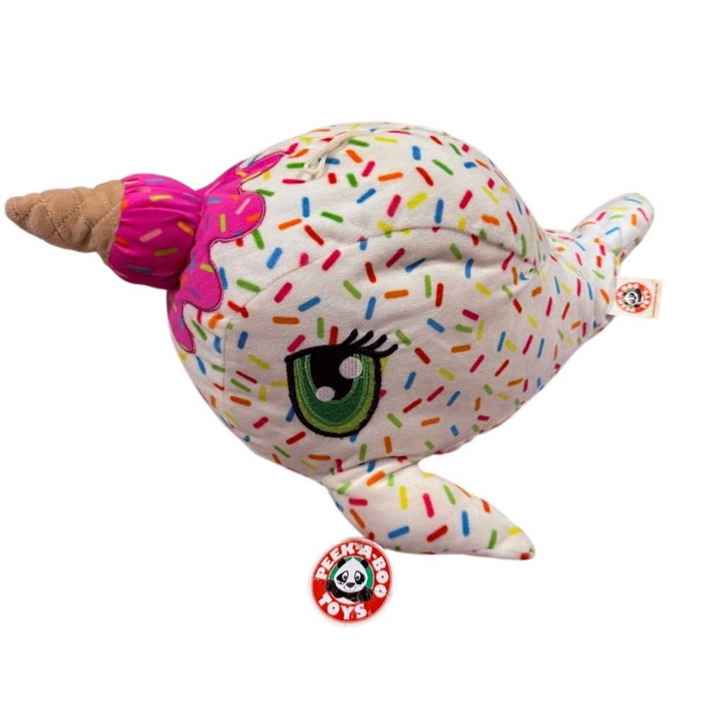 Peek-a-Boo Toys Narwhal Plush with Ice‎ Cream Cone